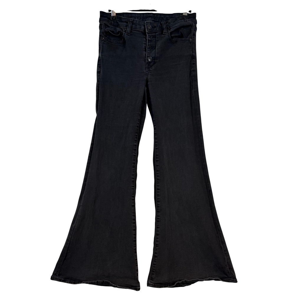 American Eagle Black High Rise Flare Jeans Button‎ Fly Size 6 Boho 70's Festival